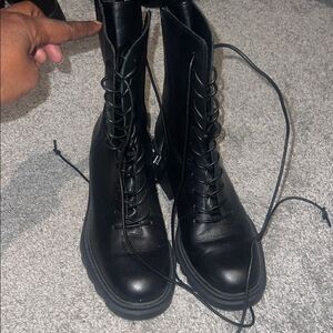 Black Lace-Up Combat Boots